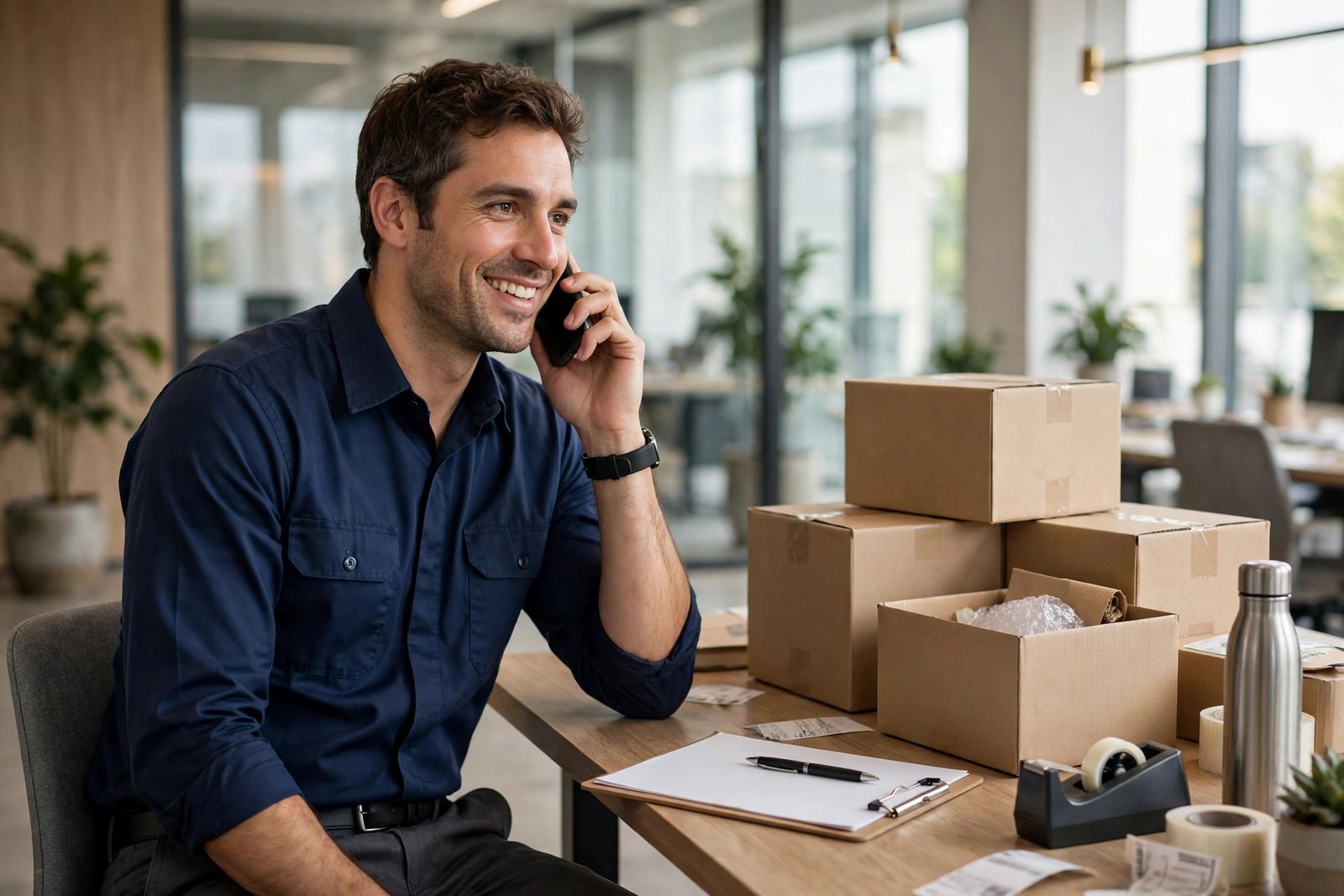King Movers team member helping a customer on the phone